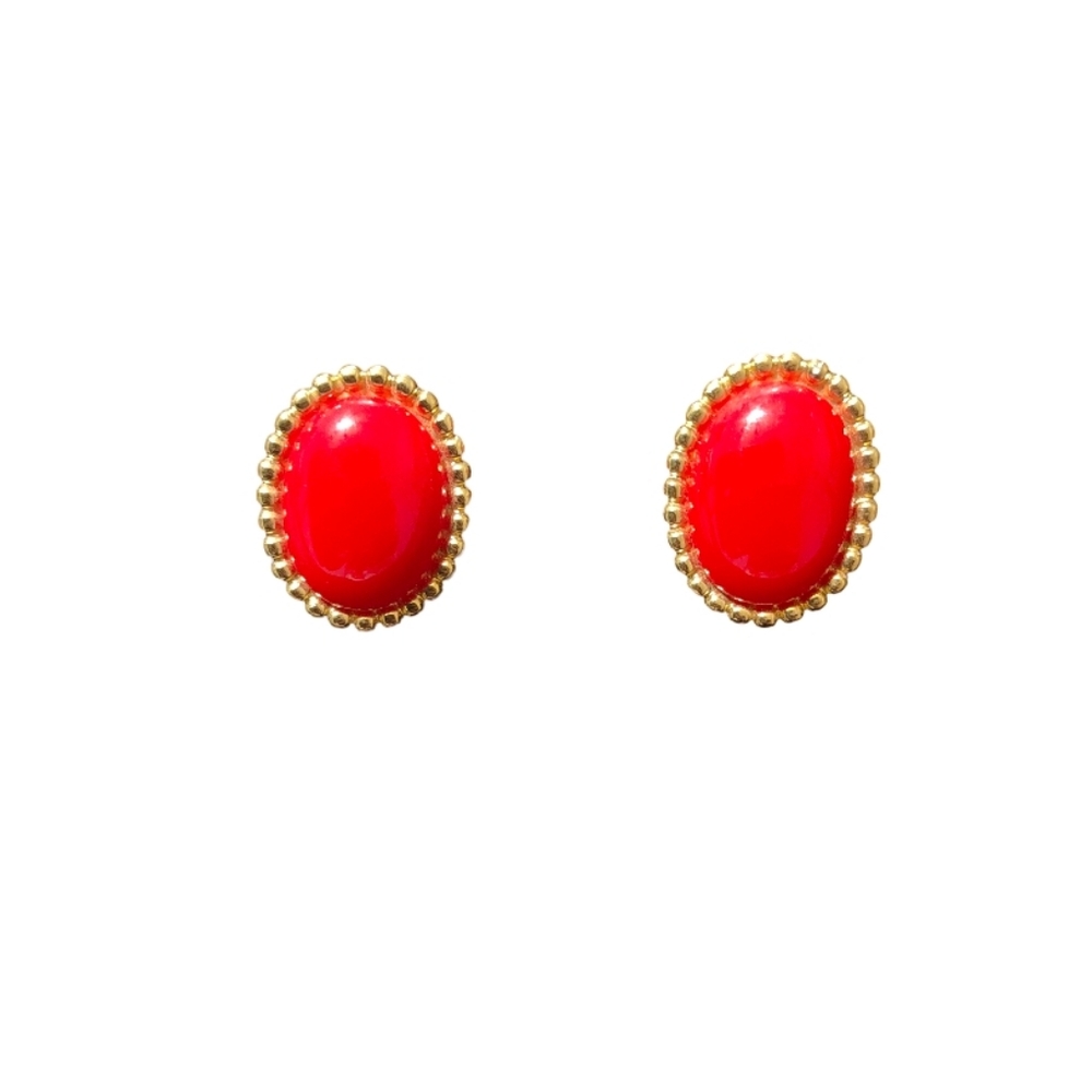 Monet Red Clip On Earrings